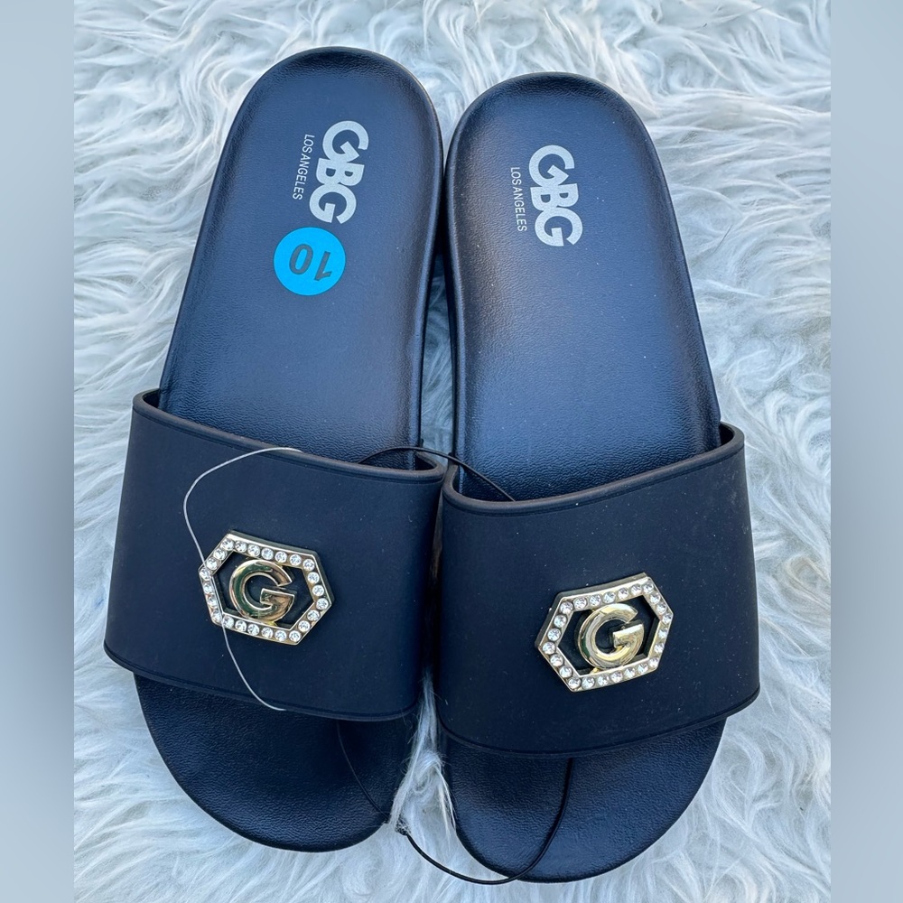 GBG Los Angeles Black Slide Sandals